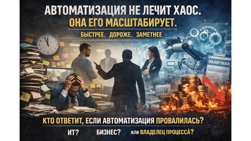 Автоматизация не лечит хаос. Она масштабирует его. Быстрее. Дороже. На весь бизнес.
