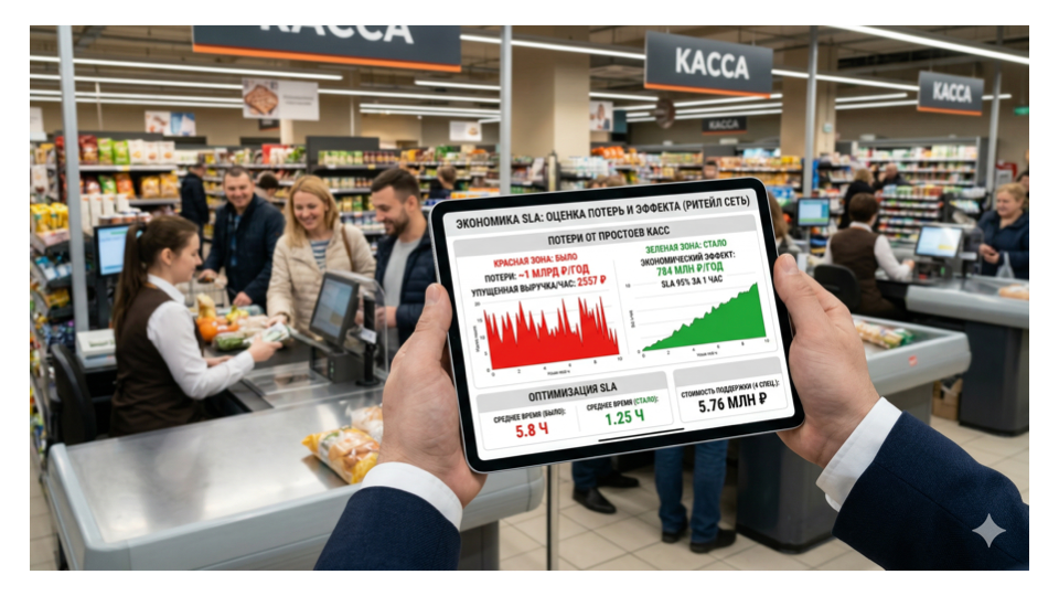 Как считать стоимость простоя и SLA по кассам